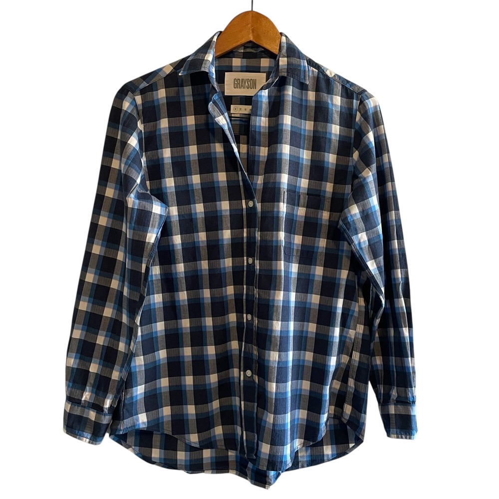 Grayson Women's Button Down‎ Shirt Plaid Checkered Long Sleeve Cotton XS